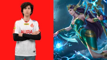 Mobile Legends: Bang Bang MPL ID S8 Aura FIre player God1va with MLBB hero, Kadita