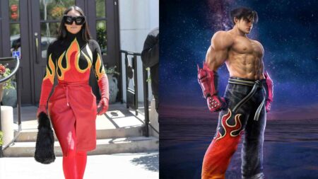 Kim Kardashian next to Jin Kazama from Tekken